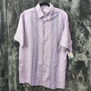 Cafe Luna Lavender Linen Short Sleeve Shirt Men's Small